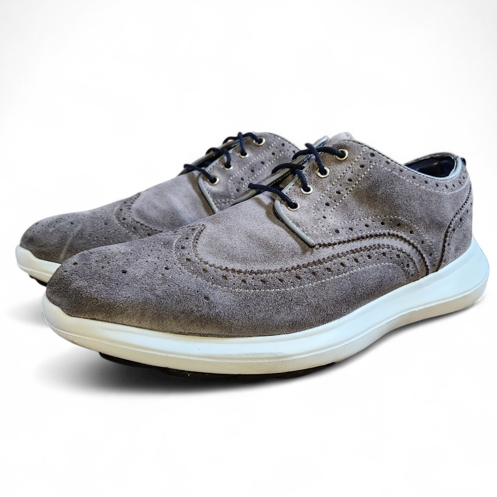 FJ FootJoy Modern Wing Golf Shoes Men's Size 9W Gray Suede Spikeless #56113